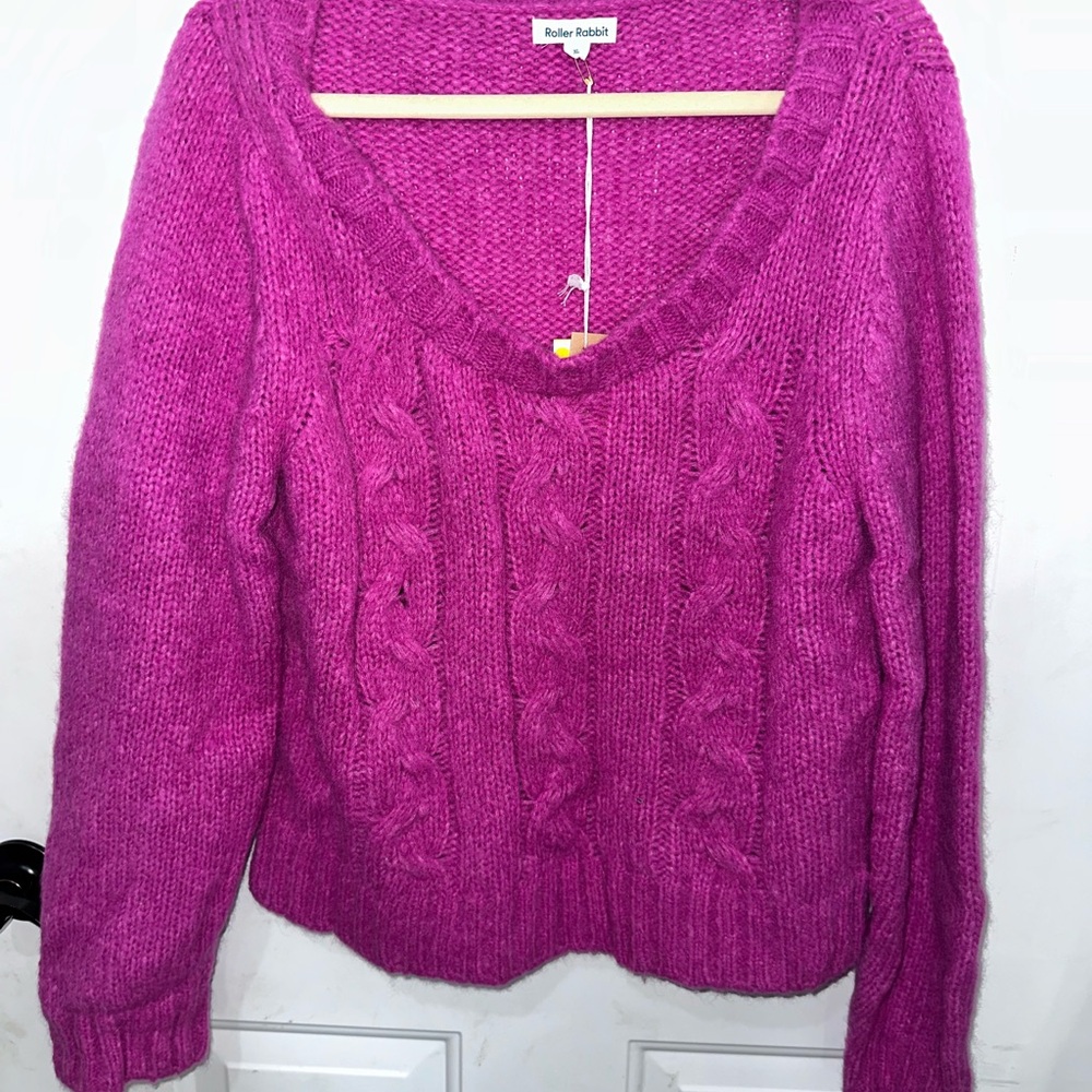 ROLLER RABBIT Pink Cable Knit Sweater